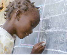 Girl at blackboard